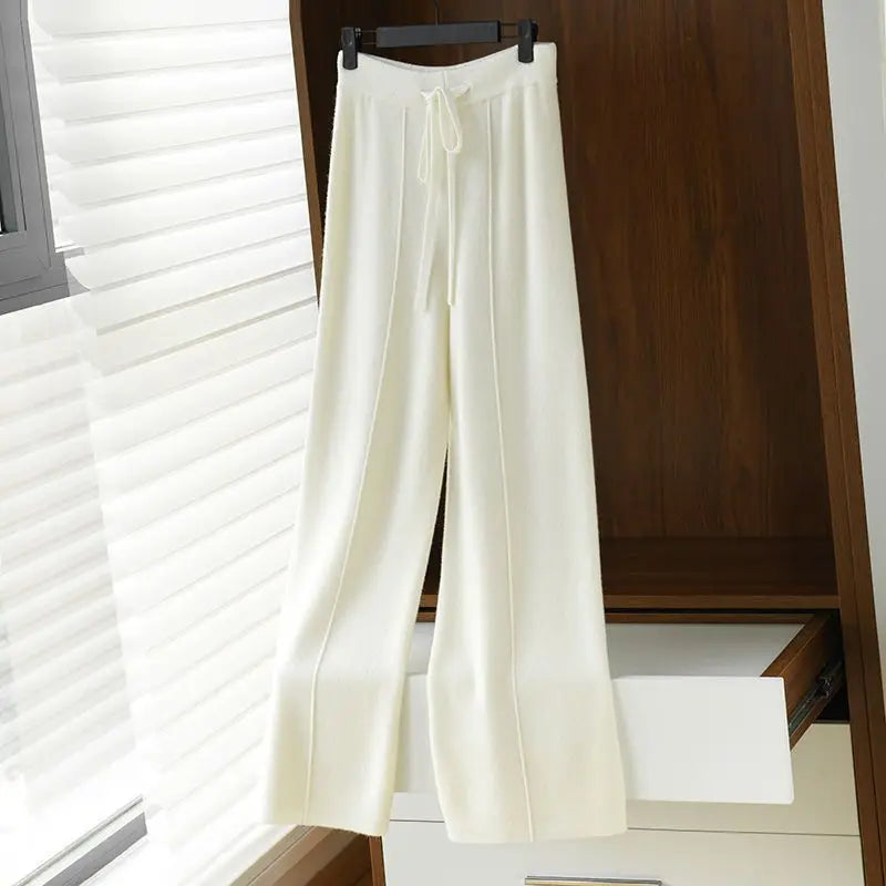 All-Match Solid Wide Leg High Waist Casual Thick Pants