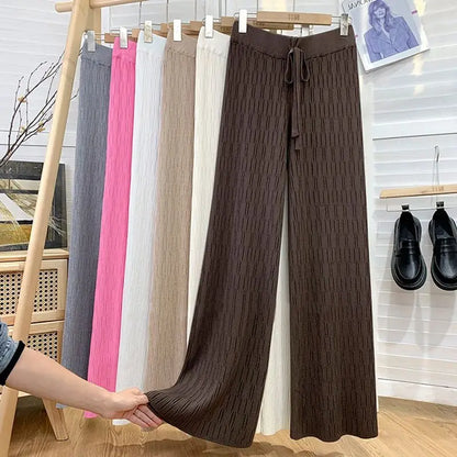 High-Waisted Thin Casual Trendy Drape Wide-Leg Pants