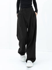 Basic Baggy Wide Trendy Leg Dress Pants Black / Xs