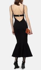 Strapy Slim Maxi Dress in Black