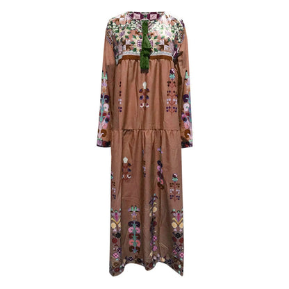Amy Fashion - 2024 Bohemian Flower Elegant Long Floral V Neck Boho Dress