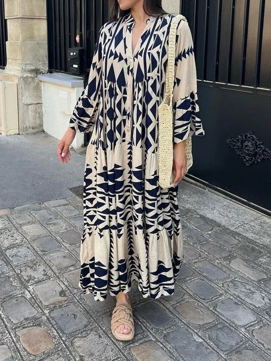 Amy Fashion - Summer Vintage Elegant Long Sleeve Boho Dress