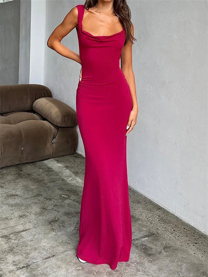 2024 Elegant Women Bow Patchwork  Sleeveless V-neck Low Cut Backless Solid Cocktail Party Formal Vestidos
