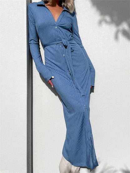 2024 Elegant Women  Sleeve Shirt Solid Casual Buttons Up Party Beach Cocktail Club Vestido Streetwear