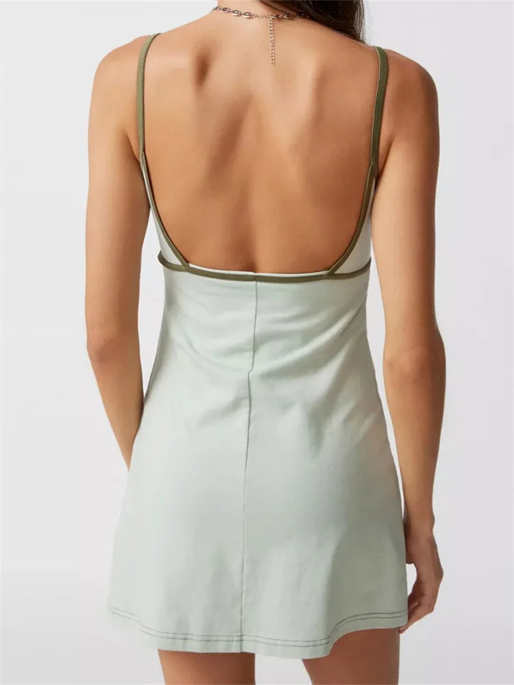 Amy Fashion - Spaghetti Strap Sleeveless Summer Cutout Backless Party  Mini Dress
