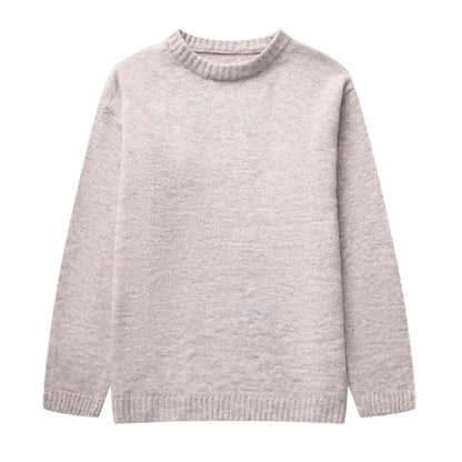 Casual Knitted Solid Women Pullover O-neck Long Sleeve Loose Female Fashion Sweater