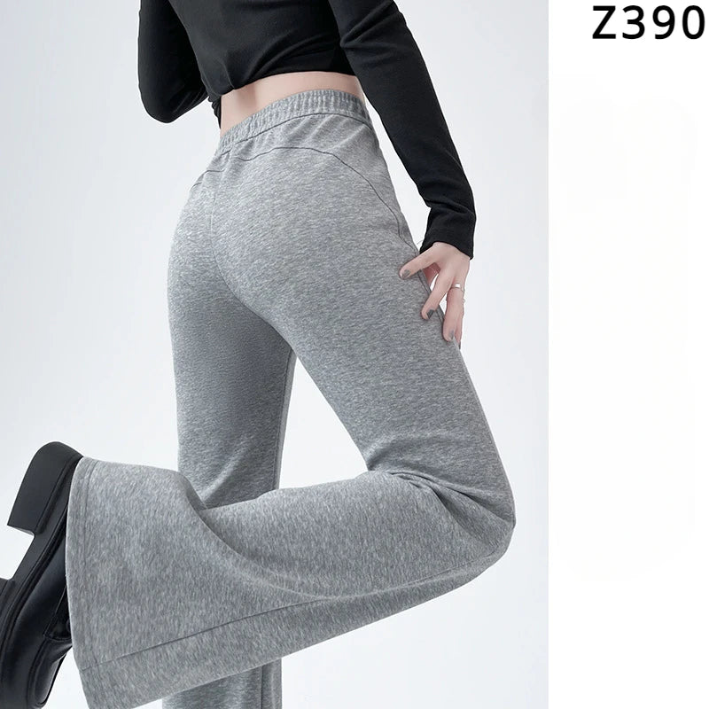 Solid High Waisted Basic Slim Fitness Flared Pants