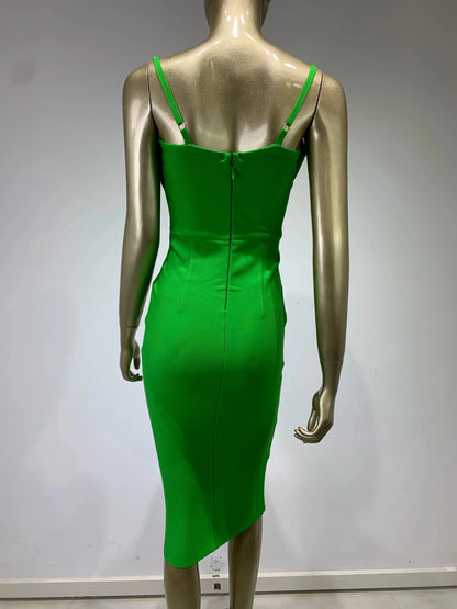 Green Sleeveless Backless Midi Bodycon Bandage Party Dress