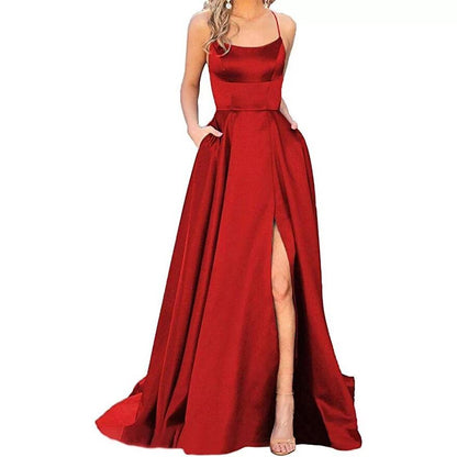 Amy Fashion - Velvet One Shoulder Formal Party Gown Long Maxi Dress