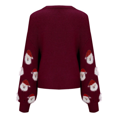 Christmas Santa Head Oversized Sweater