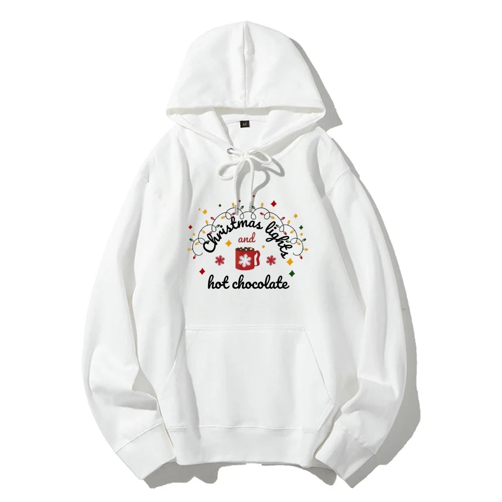 Christmas Lights Hot Chocolate Hoodie - Merry & Bright Festive Family Style