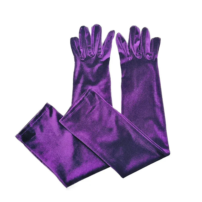 Velvet Ladies Warm Long Retro Dance Stage Etiquette Winter Christmas Gloves