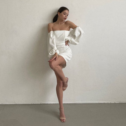 Amy Fashion - Churses Sexy Off The Shoulder Bodycon White Dress