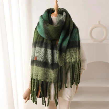 Color Blocked Stripe Cashmere Pashmina Scarf