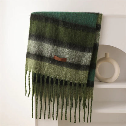 Color Blocked Stripe Cashmere Pashmina Scarf