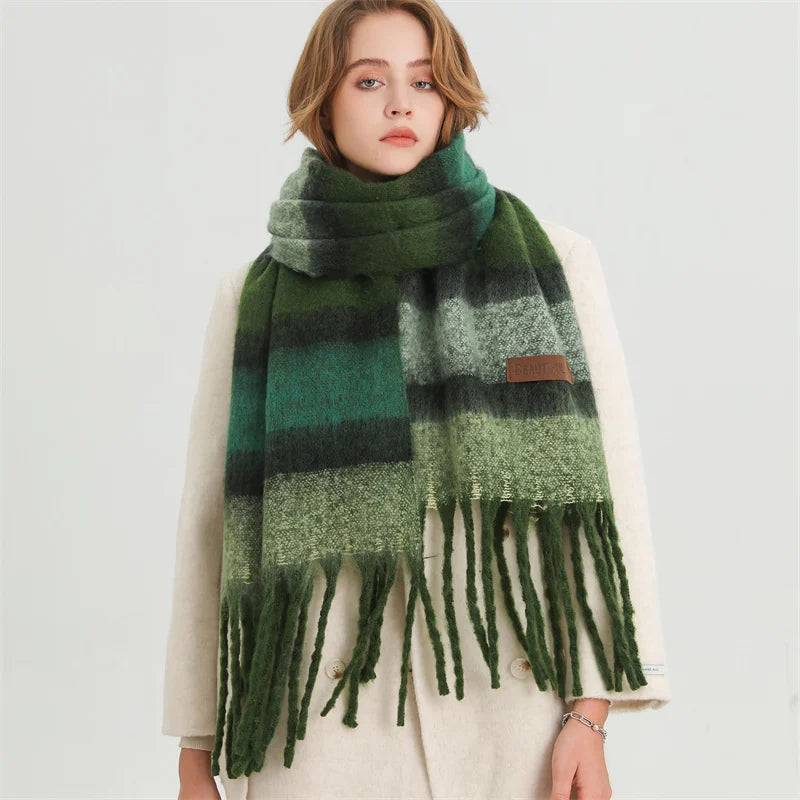 Color Blocked Stripe Cashmere Pashmina Scarf