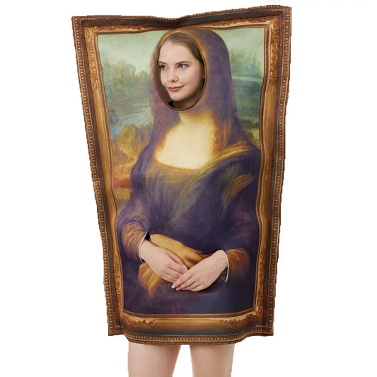 Sponge Dress Cosplay Fancy Classic Mona Costume Mural Funny Carnival Lisa