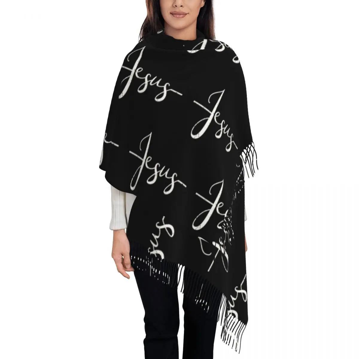 Jesus Saved My Life Warm Winter Christian Faith Shawl Wrap Scarf