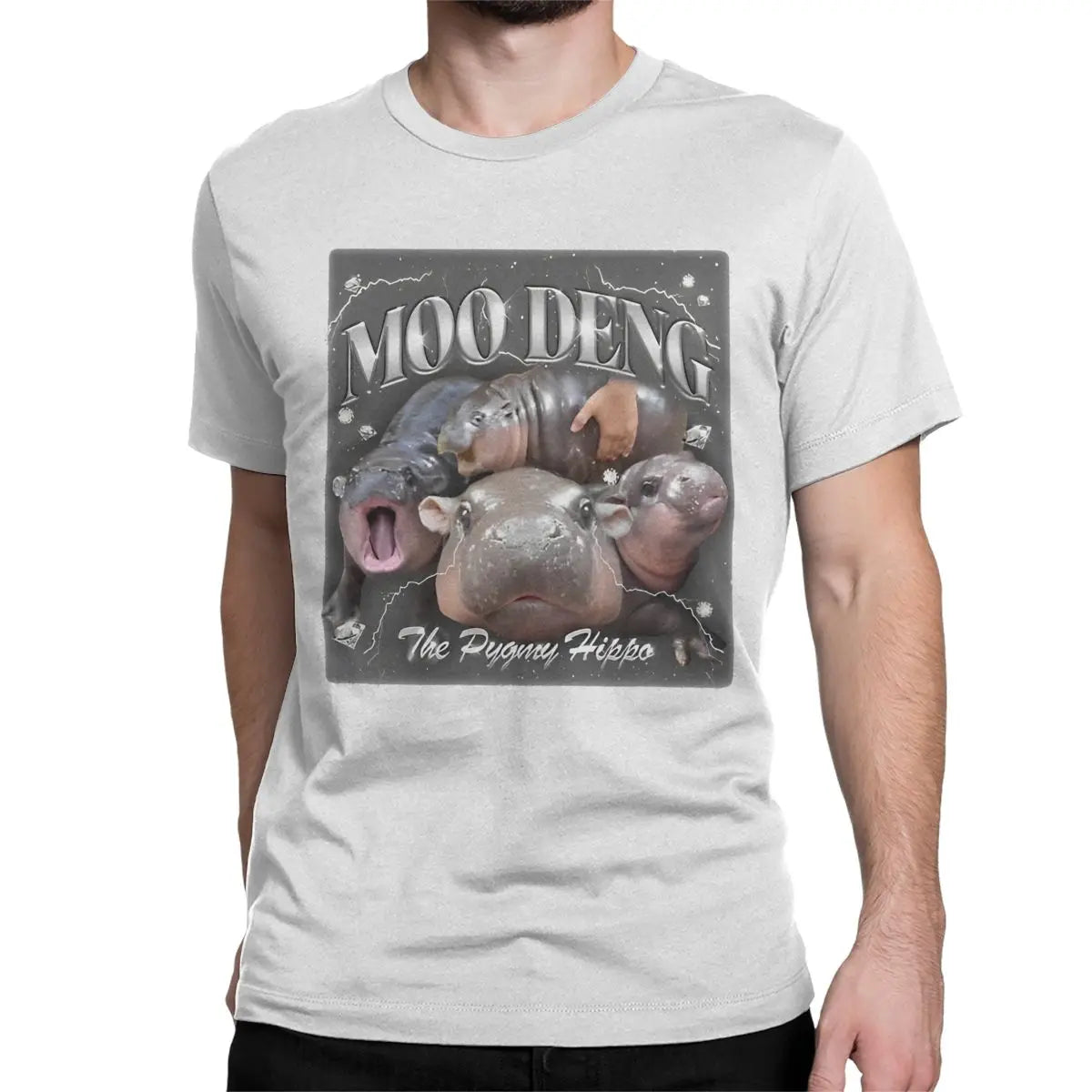 Gift Idea Famous Baby Hippo Pure Cotton Leisure Short Sleeve Men Women T-Shirt Moo Deng