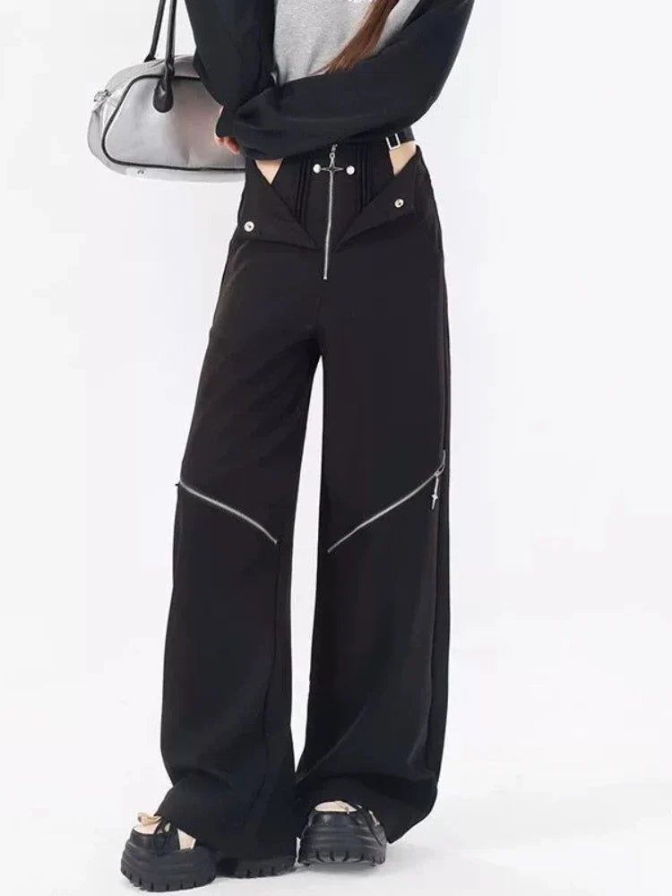 Retro Pants Black Halloween Casual Cargo