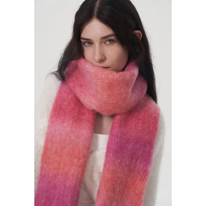 Light Luxury Gradient Color Wool Striped Fringed Mohair Scarf