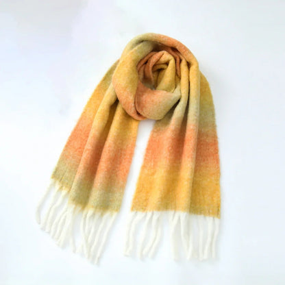 Warm Gradient Color Wool Winter Scarf