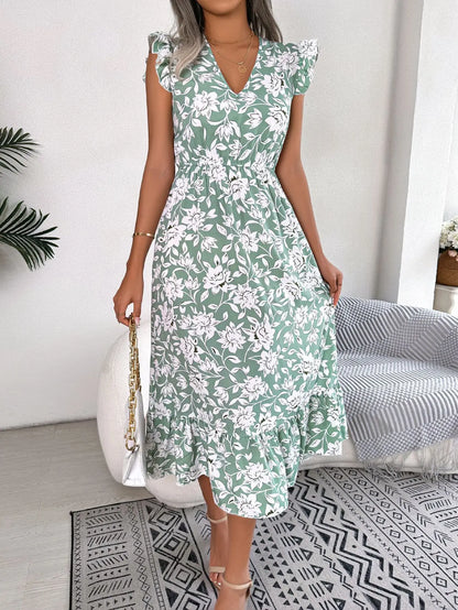 Amy Fashion - 2024 Sleeveless V Neck Summer A Line Midi Dress Boho Dress