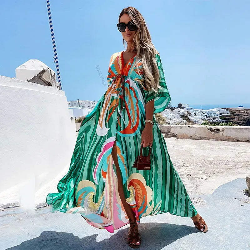 Amy Fashion - 2024 Summer Elegant Gorgeous Printing Long Party Boho Dress