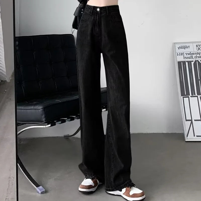 Amy Fashion - European And American Gentle Style Dirty Pink Ruffled Versatile Wide Leg Pants Jean