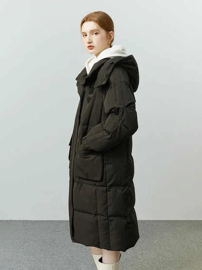 90% White Duck Medium Length Hooded New Winter Coat