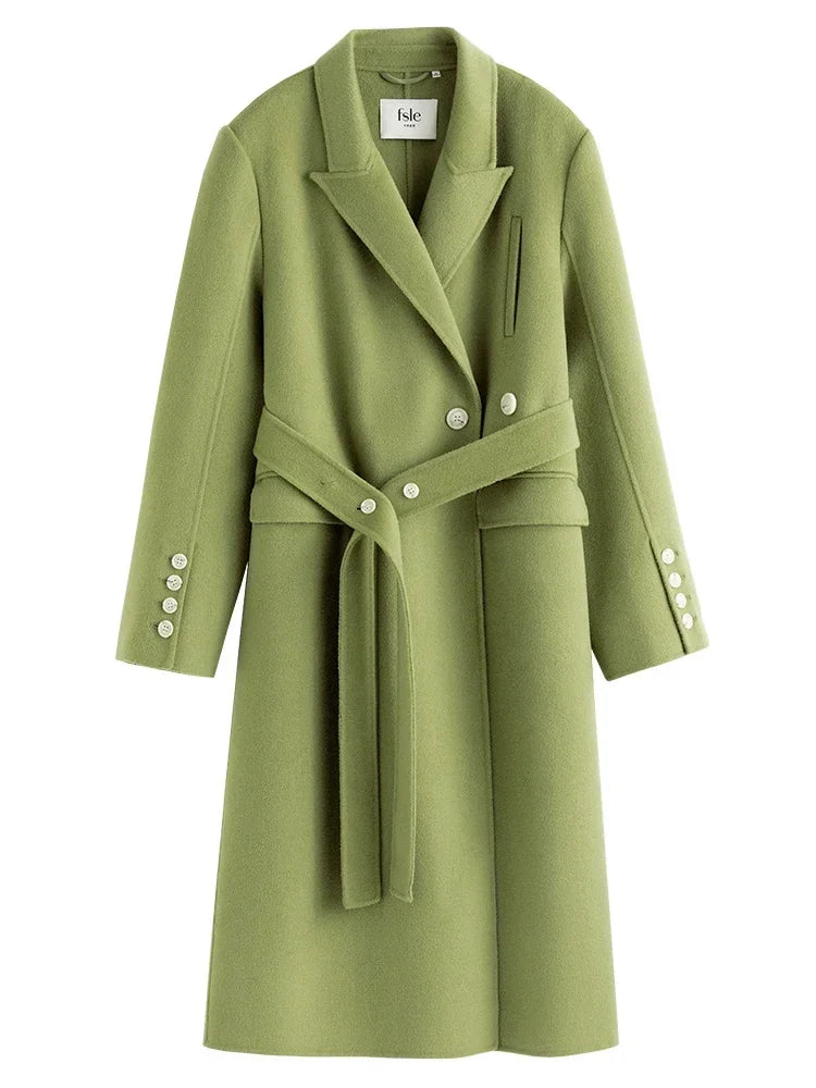 Classic Suit Collar Double-sided Wool Mid-length Office Lady Coat