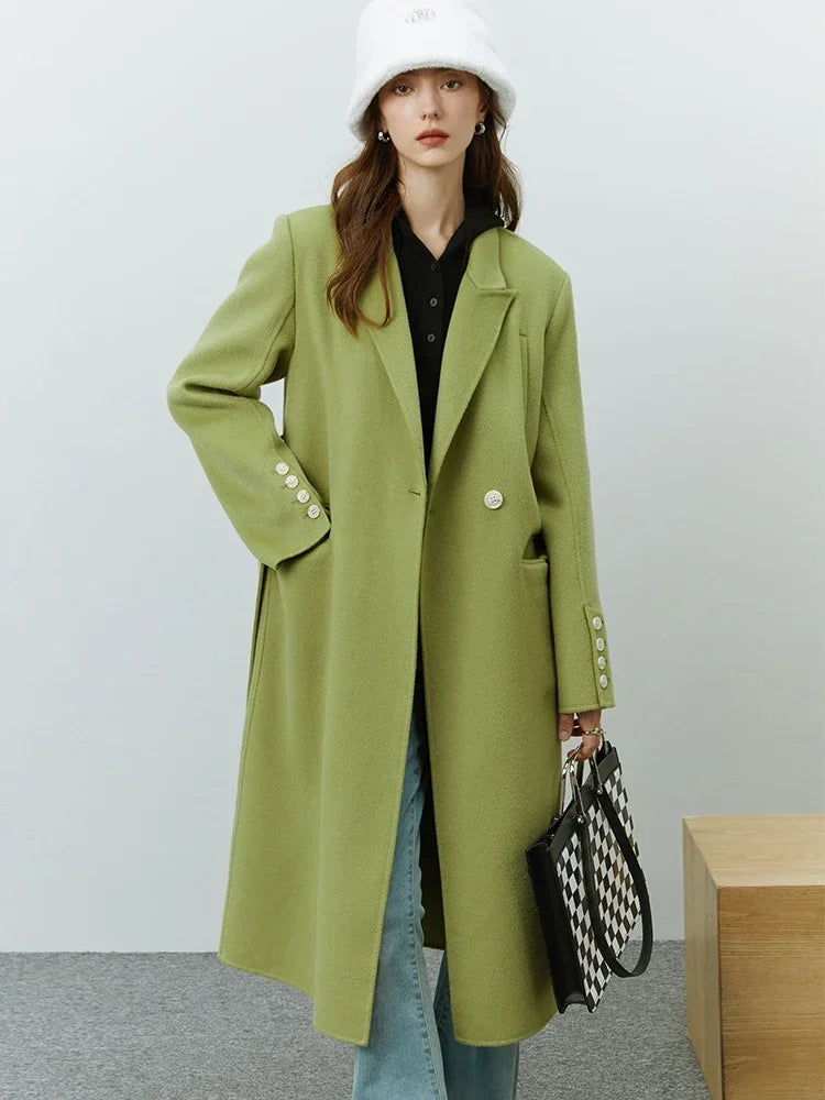 Classic Suit Collar Double-sided Wool Mid-length Office Lady Coat