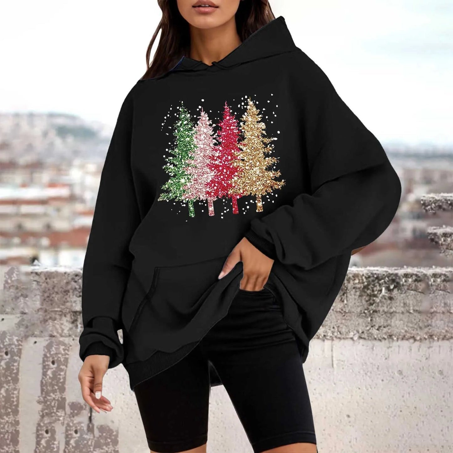 Christmas Tree Crewneck Pullover Hoodie - Autumn Collection