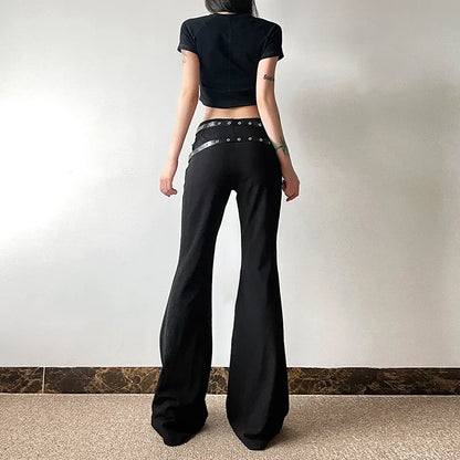 Dark Pants Harajuku Flare Decor Pants Goth Punk High Waist