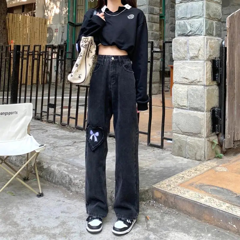 Halloween Black Pants Waist Denim High