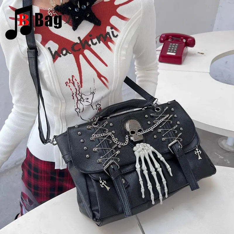 Punk Y2K Chain Harajuku Rivet Gothic Bag Lolita Shoulder Skull One