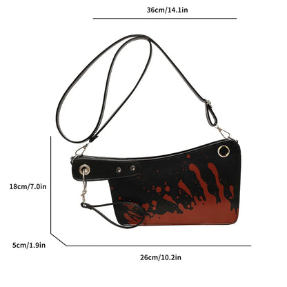 Gothic Unique PU Bag Clutch Leather Knife Design Shaped Halloween