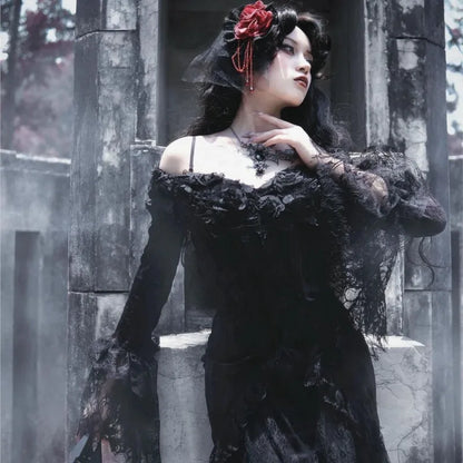 Black Women Mid-Length Dress Style Dark Gothic