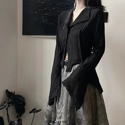 Gothic Dark Academic Irregular Streetwear Y2K Blouse