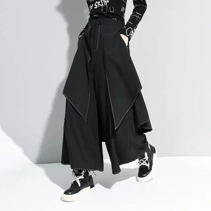 Culottes Layer Casual Streetwear Gothic Pants Double Y2K Samurai