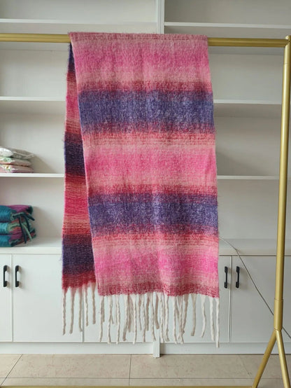 Cashmere Color Block Tassel Muffler Scarf