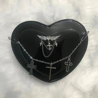 Y2K Women Bag Shoulder Cross Subculture Crossbody Shaped Gothic Punk Heart