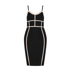 Strappy Sleeveless Striped Midi Bandage Dress HB7789