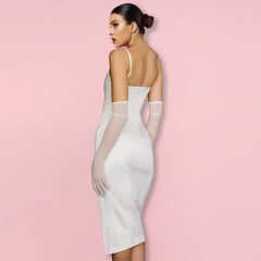 Strappy Sleeveless Slit Midi Bodycon Dress HI1267