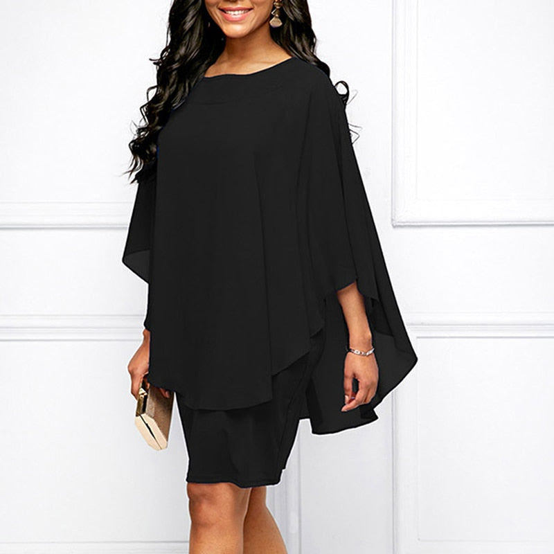 2024 Solid Color O-Neck Casual Loose Plus Size Dress
