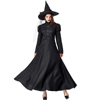 Costume Wicked Halloween Black Full Deluxe Adult Length Wizard Dress Witch Children