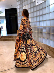 Elegant Boat Neck Glitter Deep V Boho Dress