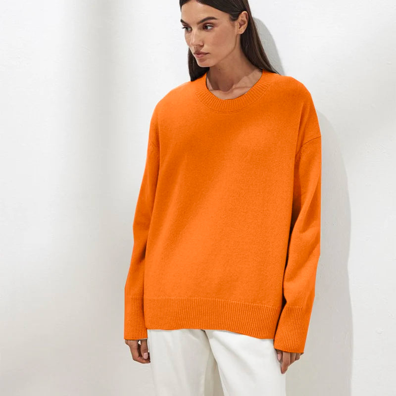 Oversized Cashmere Autumn Winter Women Fashion Basic Knitted Pullover Soft Loose Casual Sweater