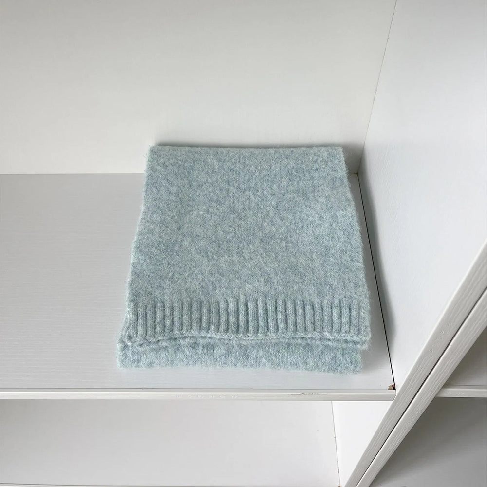 Soft Wool Blend Solid Color Winter Scarf Sky Blue / L157Cm W22Cm Scarfs-L