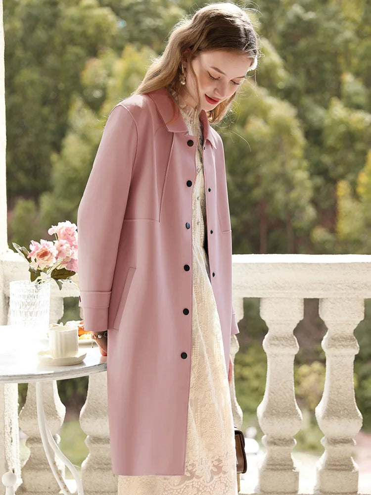 British Mid-length High-grade Gentle Retro Turn-down Collar Coat